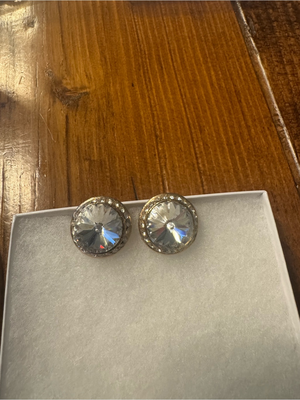 Crystal Round Stud Earrings  Clear Crystal